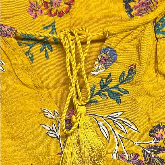 Floral Mustard Boho Women's Top - Picture 3 of 9
